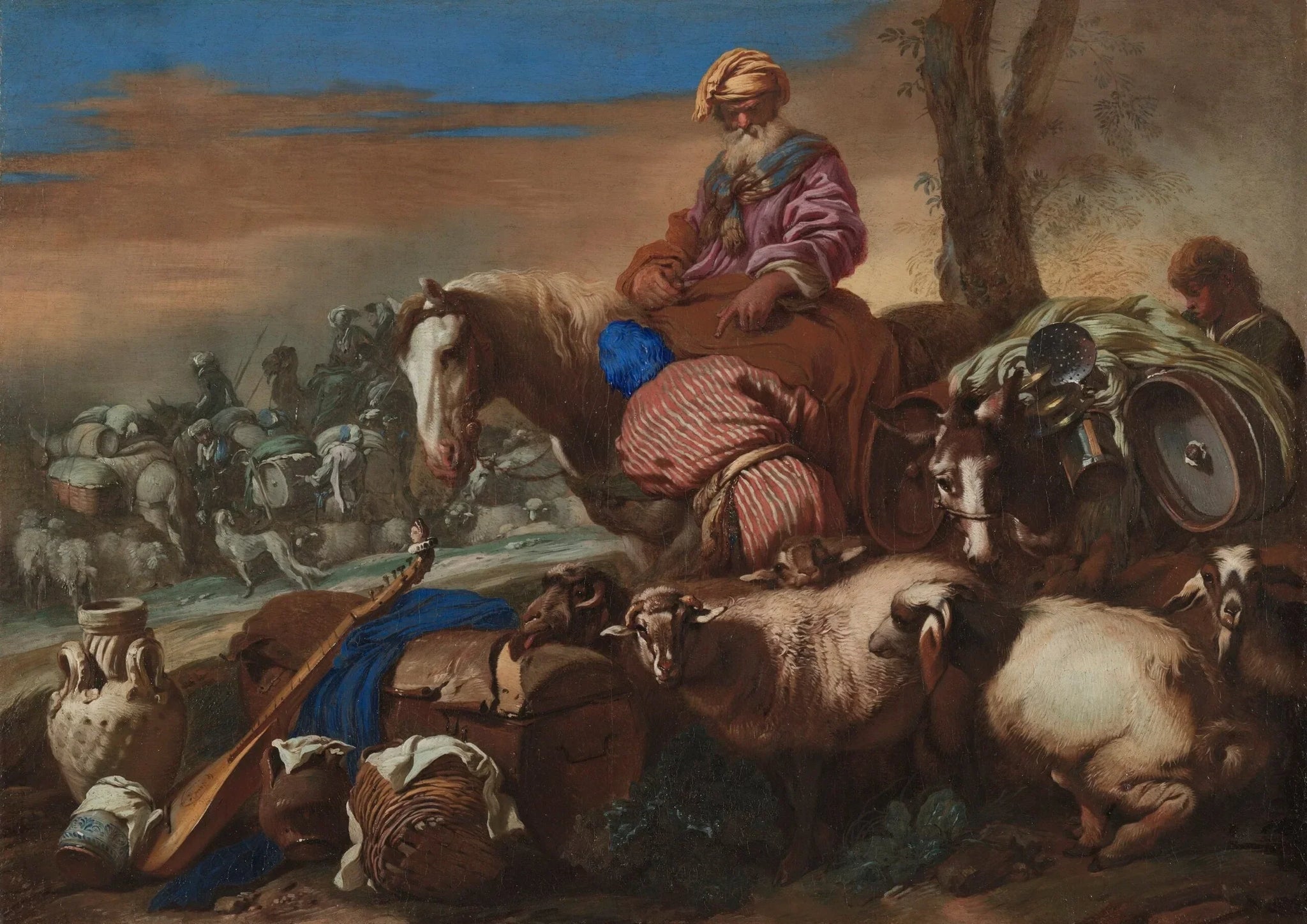 Le serment du serviteur d’Abraham - Giovanni Benedetto Castiglione image 1 reproduction d’œuvre d’art à l’huile