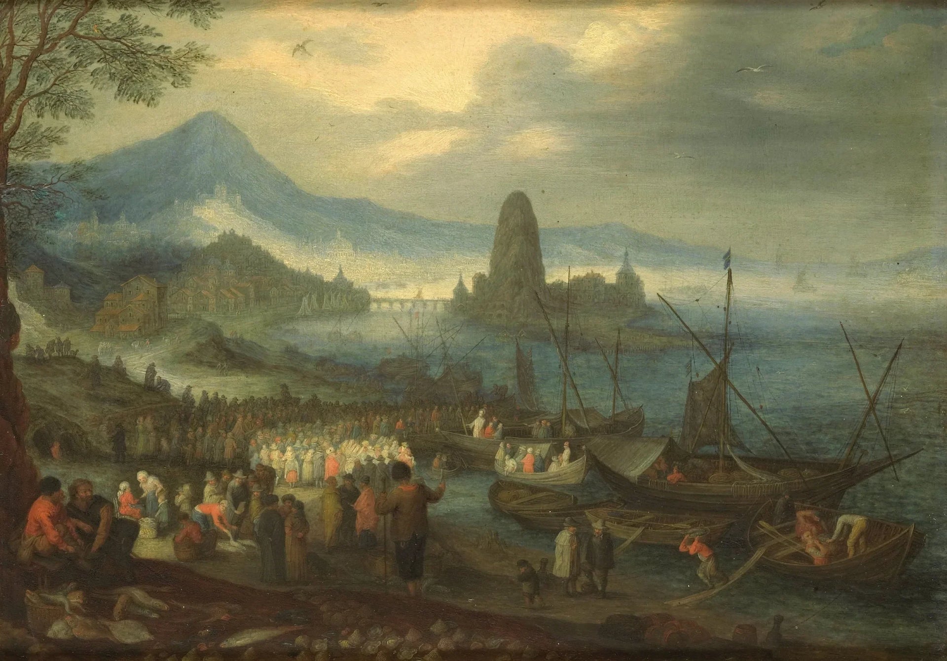 Le Sermon sur la mer de Galilée - Jan Brueghel l'Ancien image 1 copie de tableau peinte à la main