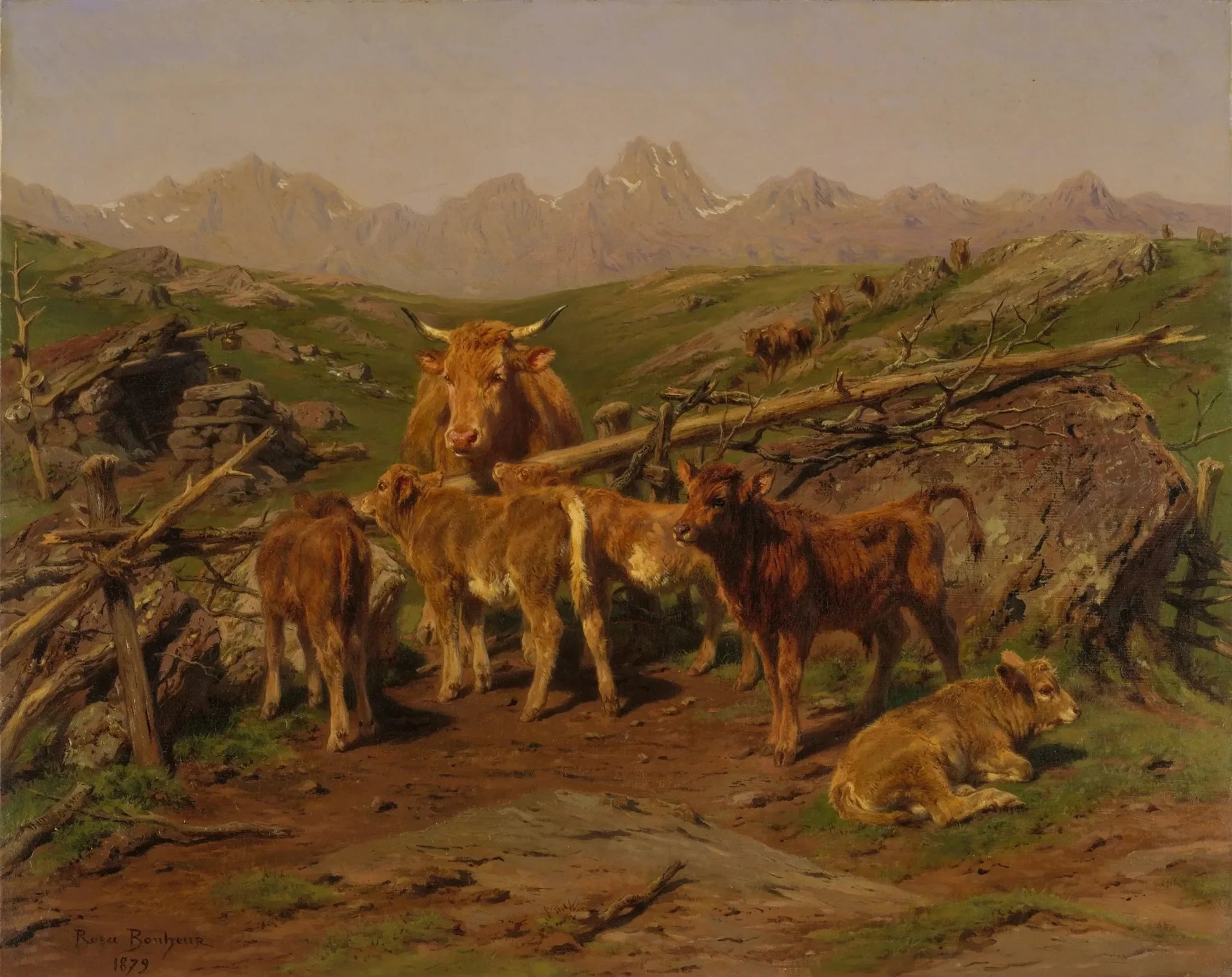 Le sevrage des veaux - Rosa Bonheur image 1 copie peinte à la main à l’huile
