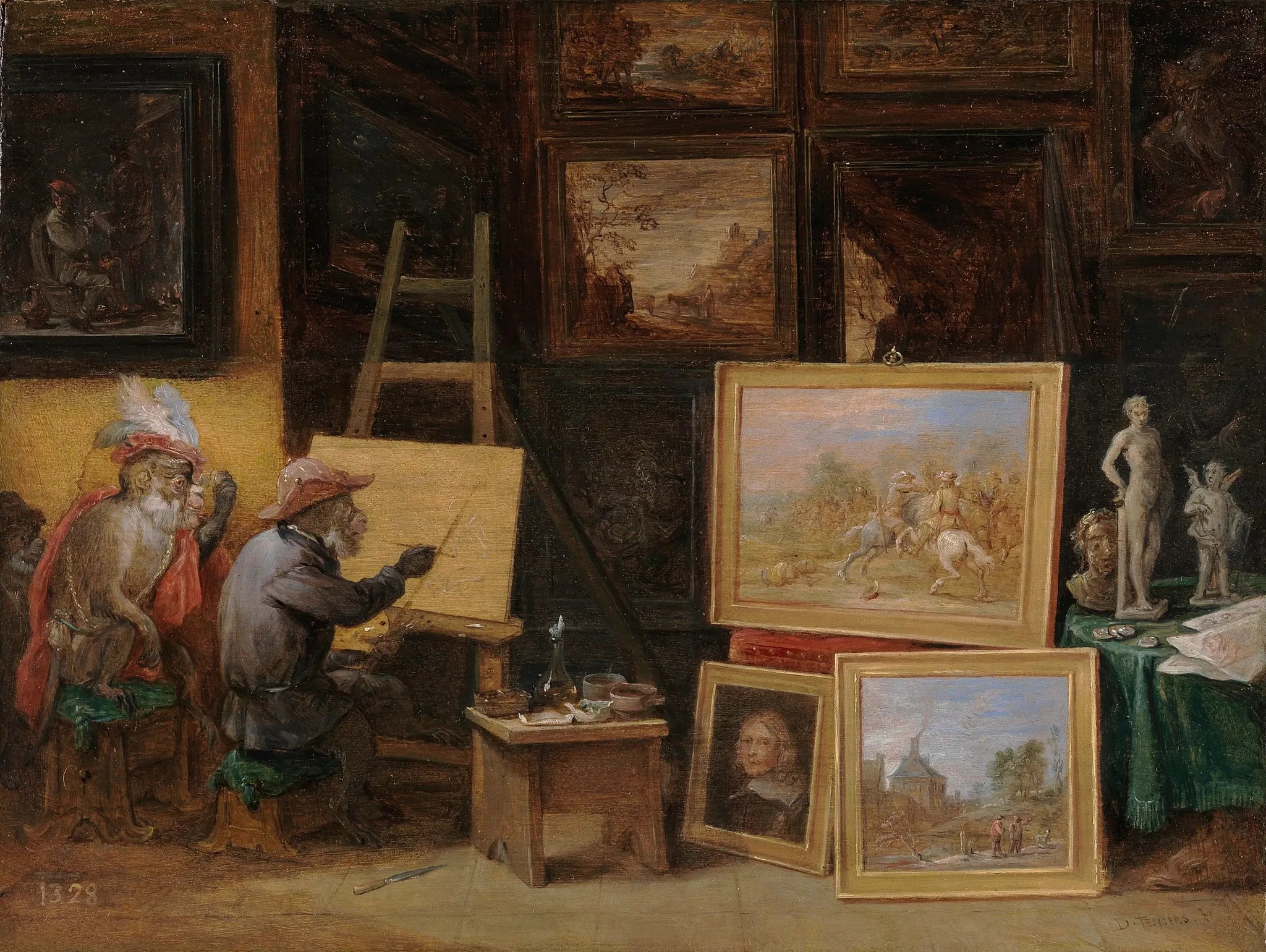 Le Singe peintre - David Teniers le Jeune image 1 reproduction réalisée par Alpha Reproduction