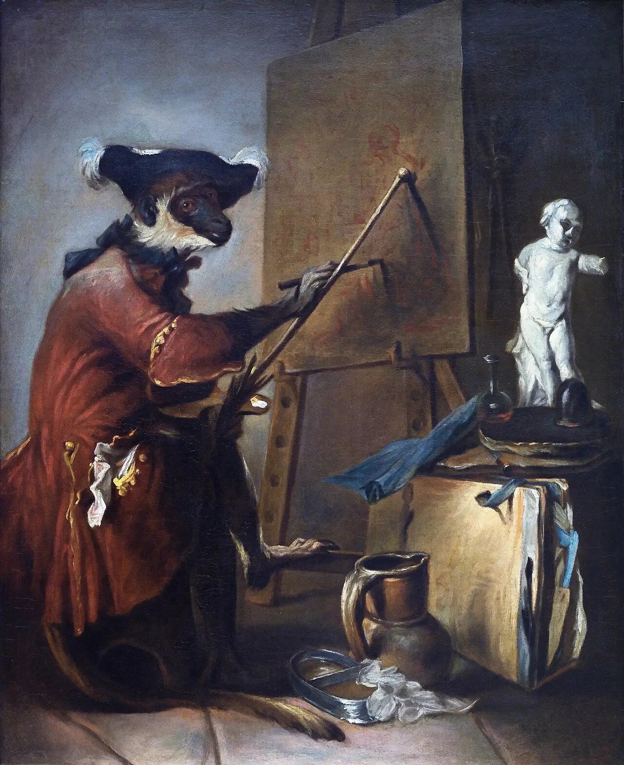 Le Singe peintre - Jean Siméon Chardin image 1 copie peinte à la main à l’huile