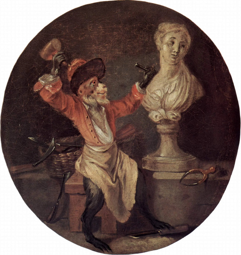 Le Singe sculpteur - Antoine Watteau