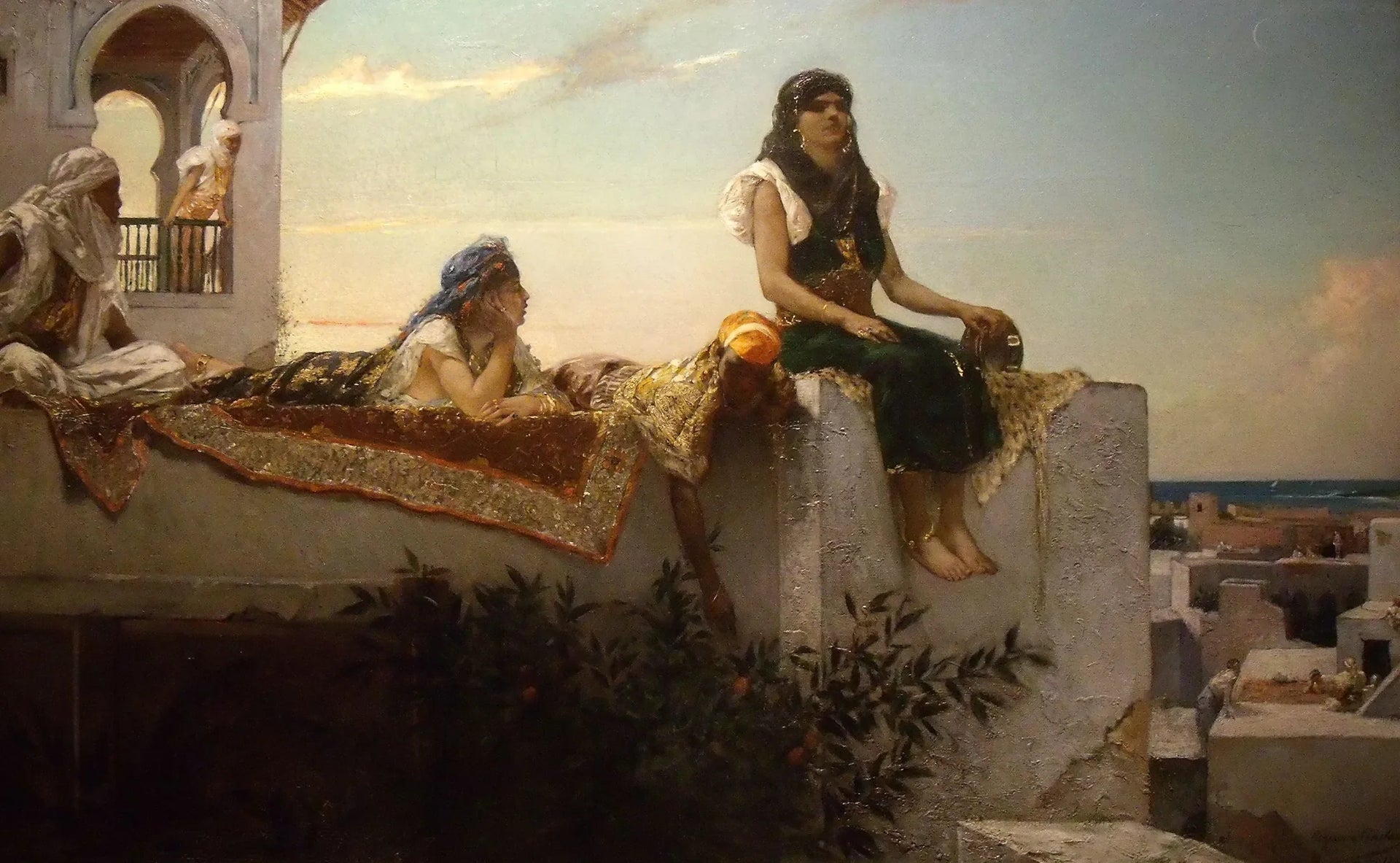 Le Soir sur les terrasses (Maroc) - Jean-Joseph Benjamin-Constant image 1 copie peinte à la main à l’huile