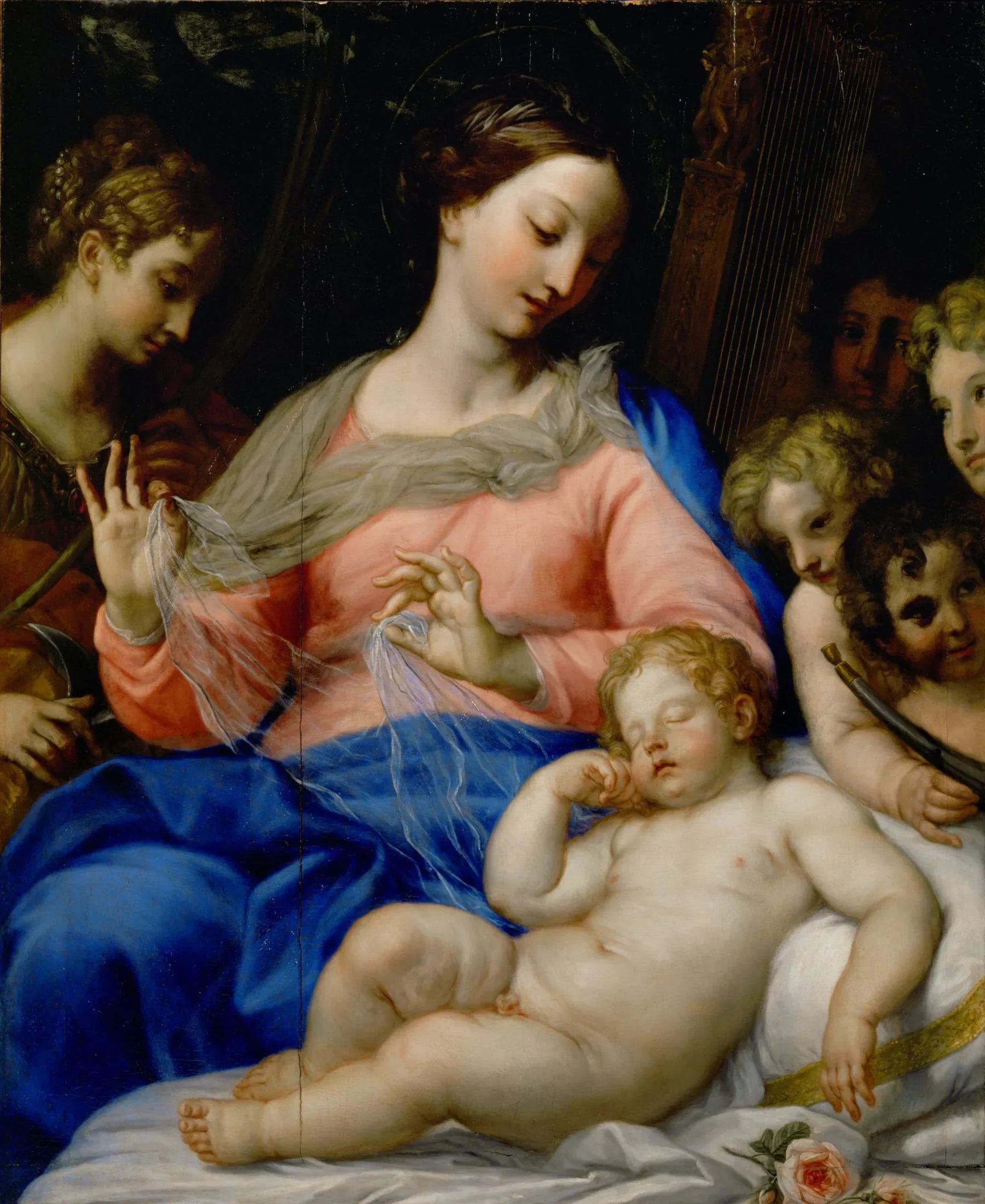 Le Sommeil de l'Enfant Jésus avec des anges musiciens - Carlo Maratta image 1 copie de tableau peinte à la main