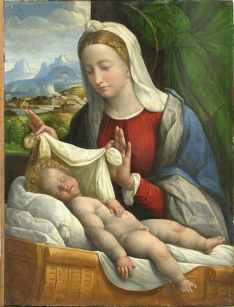 Le Sommeil de l'enfant Jésus - Benvenuto Tisi image 1 reproduction d’œuvre d’art à l’huile