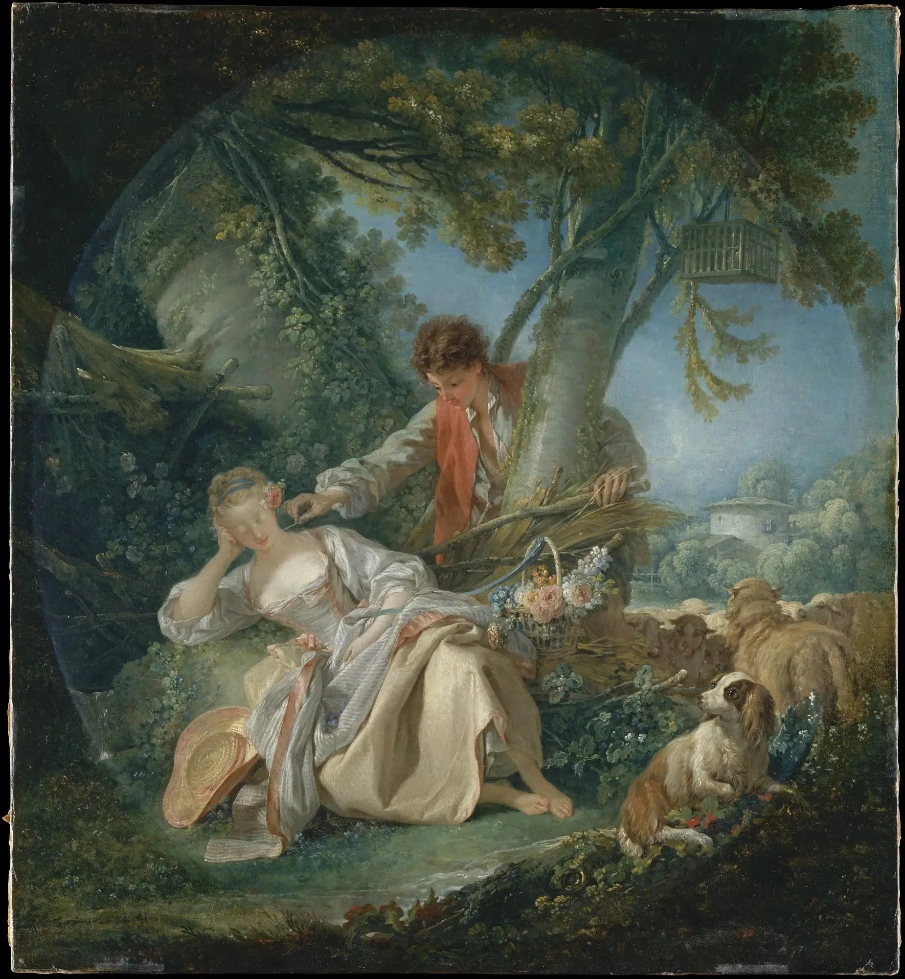 Le Sommeil interrompu - François Boucher image 1 tableau peint à l’huile sur toile