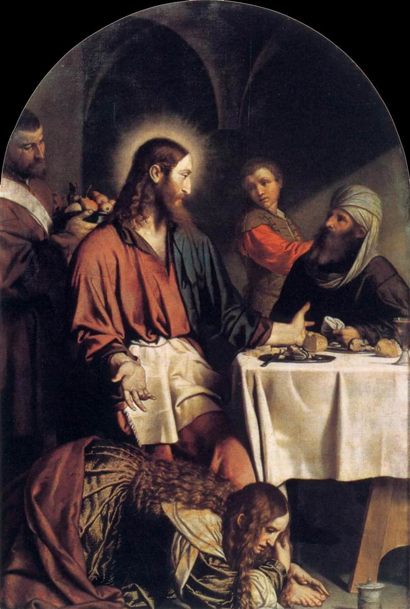 Le souper chez Simon le pharisien - Alessandro Bonvicino image 1 tableau peint à l’huile sur toile
