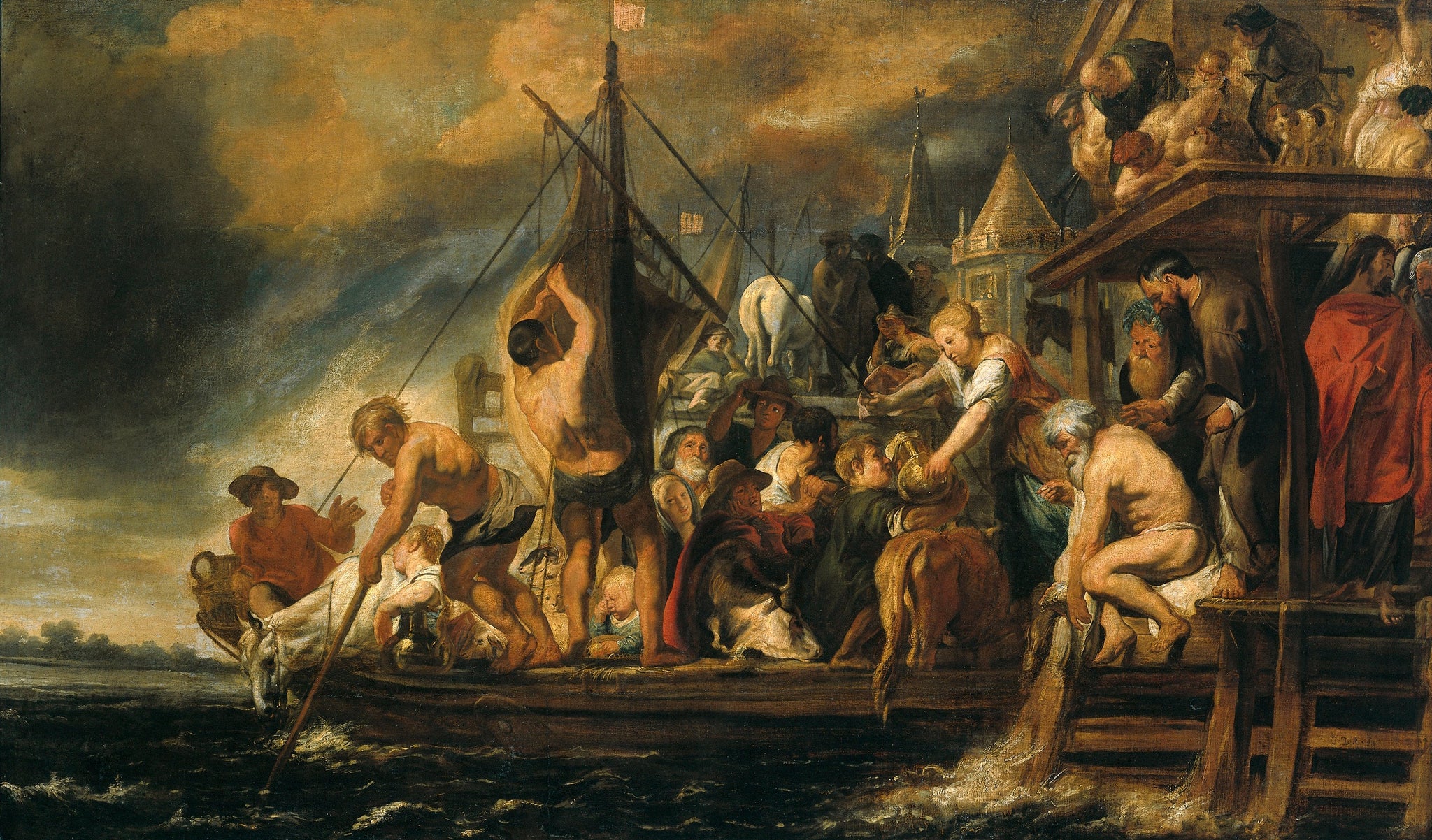 Le statère dans la bouche du poisson. (Ev. Matthieu, chap. 17, verset 27) - Jacob Jordaens image 1 copie peinte à la main à l’huile