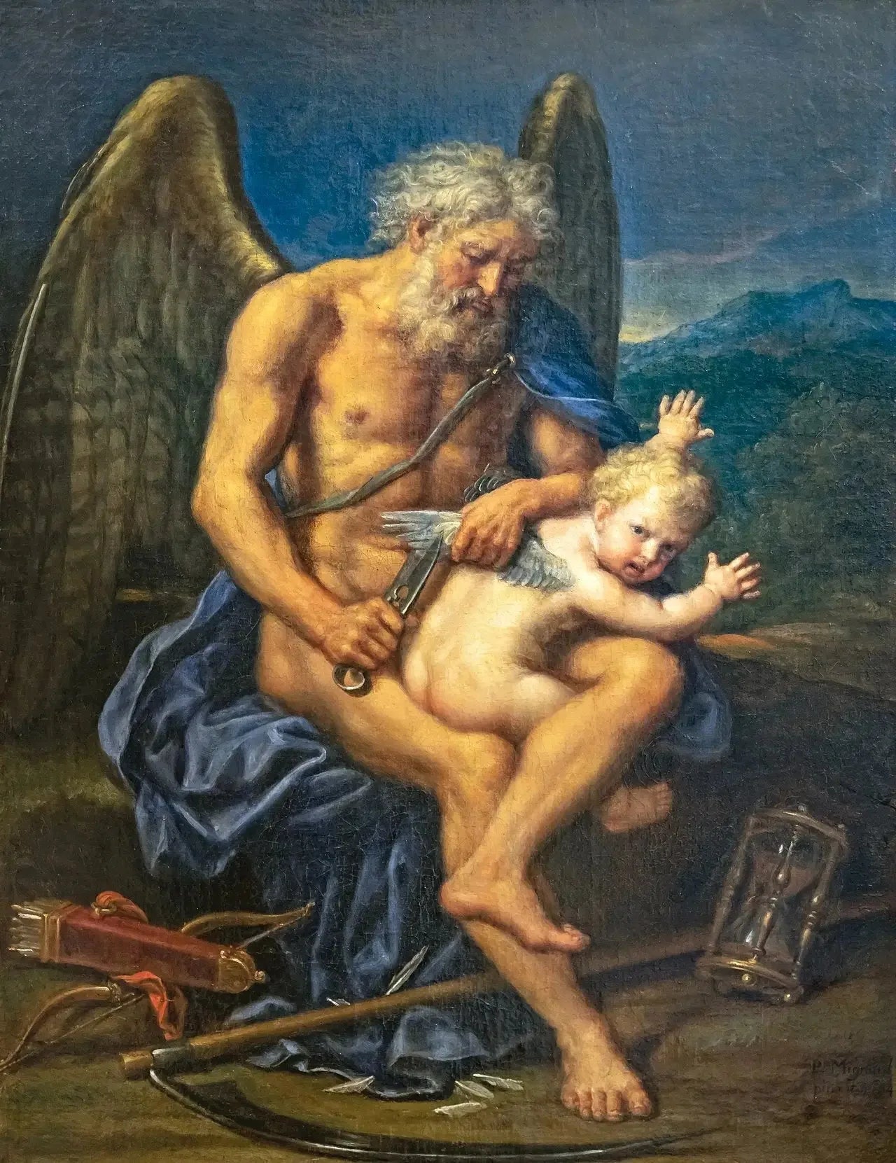 Le Temps coupant les ailes de l'Amour - Pierre Mignard image 1 copie de tableau peinte à la main