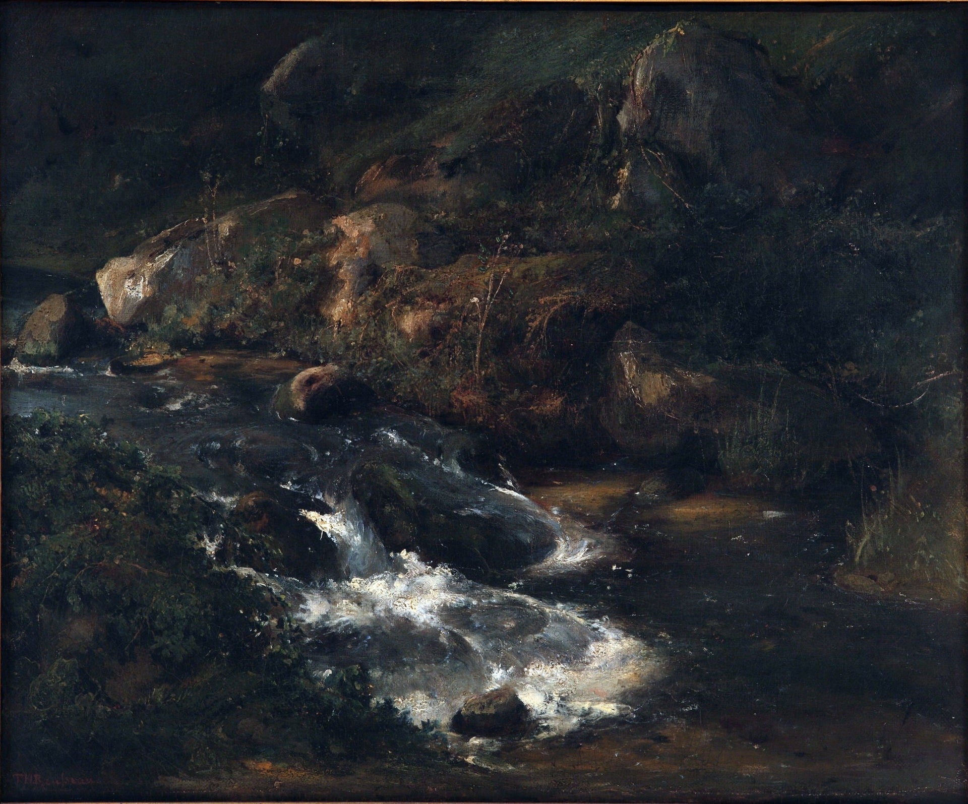 Le Torrent - Théodore Rousseau image 1 copie peinte à la main à l’huile