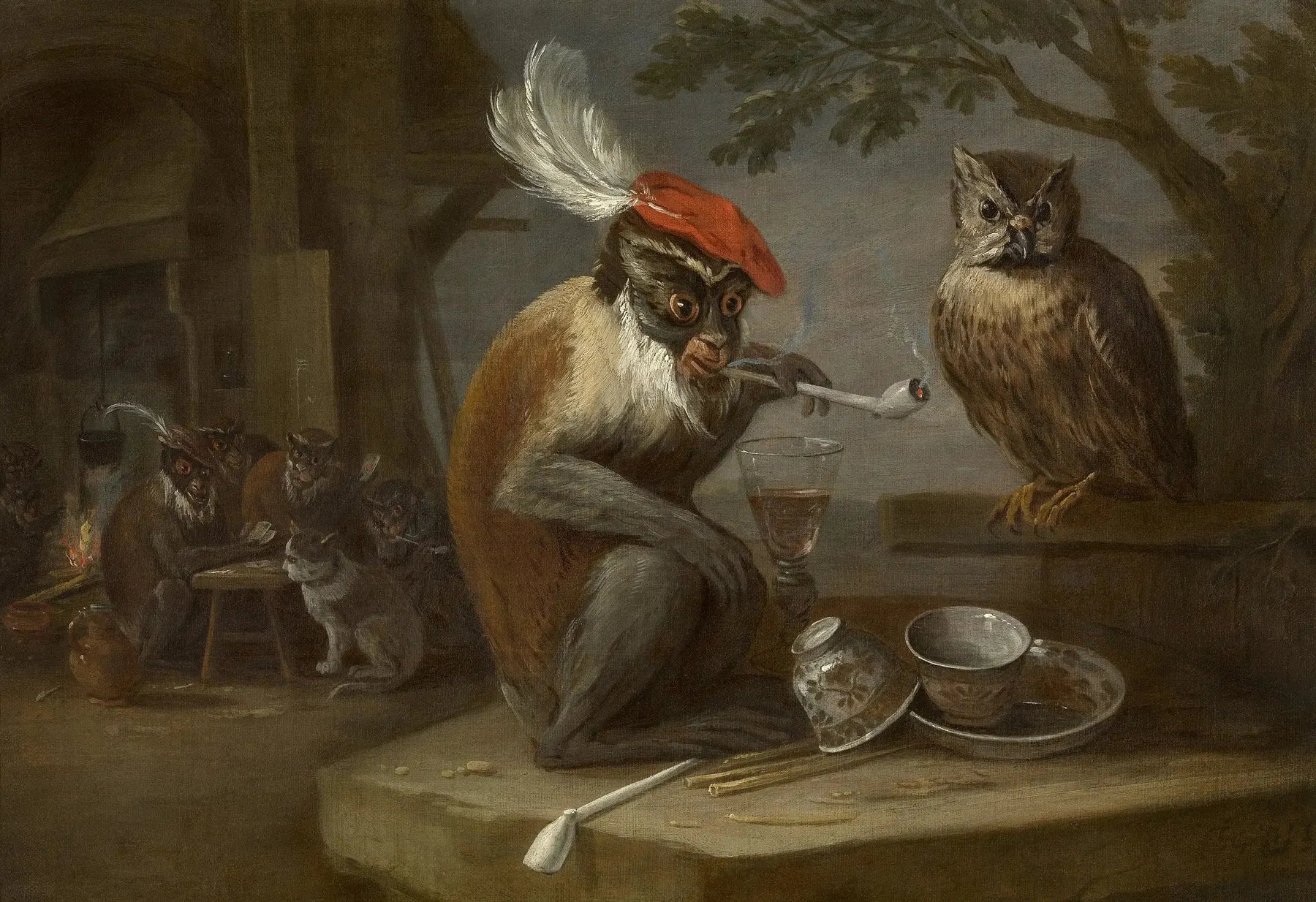 Le tour du singe - David Teniers le Jeune image 1 tableau peint à l’huile sur toile