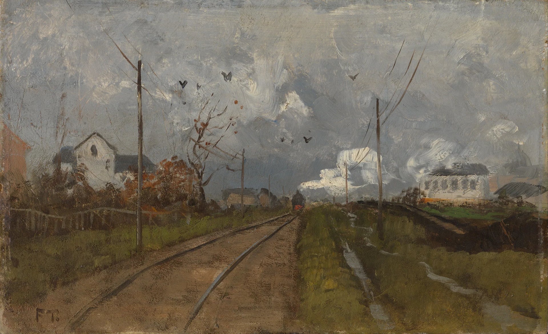 Le train arrive - Frits Thaulow image 1 reproduction de peinture à l’huile