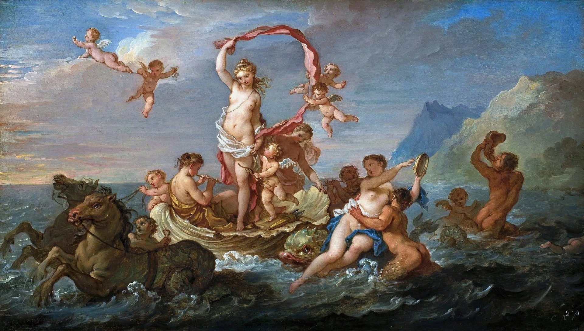 Le Triomphe d'Amphitrite - Charles-Joseph Natoire image 1 copie de tableau peinte à la main
