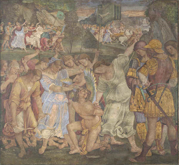 Le triomphe de la chasteté : l’amour désarmé et lié - Luca Signorelli image 1 reproduction de peinture à l’huile