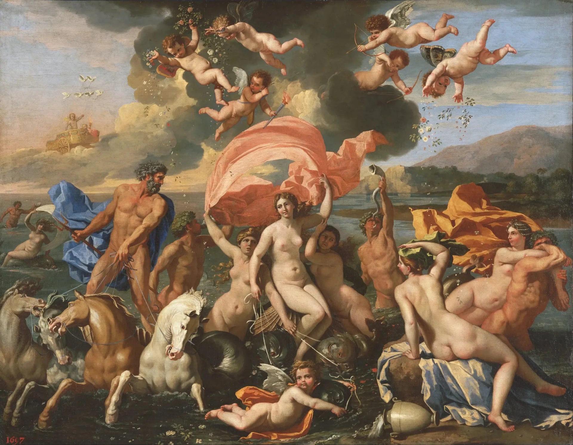 Le Triomphe de Neptune - Nicolas Poussin image 1 copie peinte à la main à l’huile