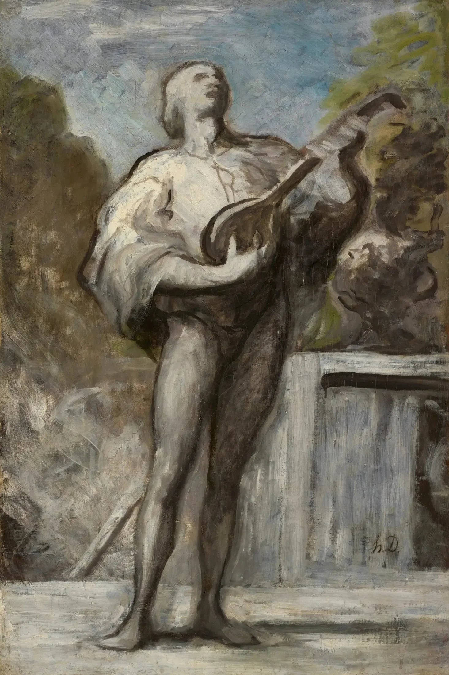 Le Troubadour - Honoré Daumier image 1 copie peinte à la main à l’huile