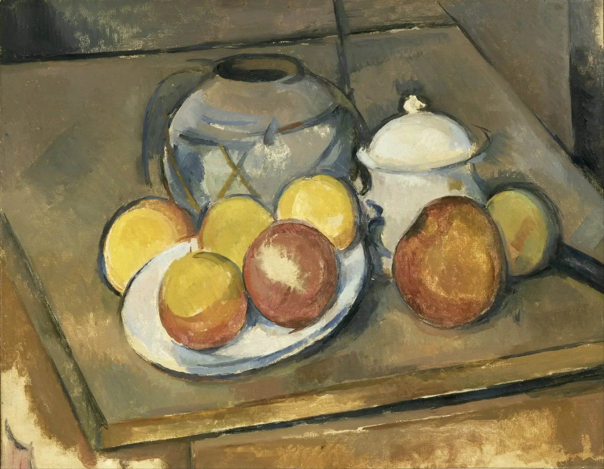 Le vase paillé, sucrier et pommes - Paul Cézanne image 1 copie de tableau peinte à la main