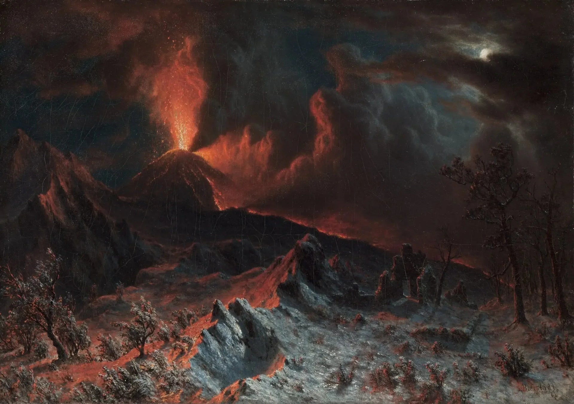 Le Vésuve à minuit - Albert Bierstadt image 1 reproduction réalisée par Alpha Reproduction