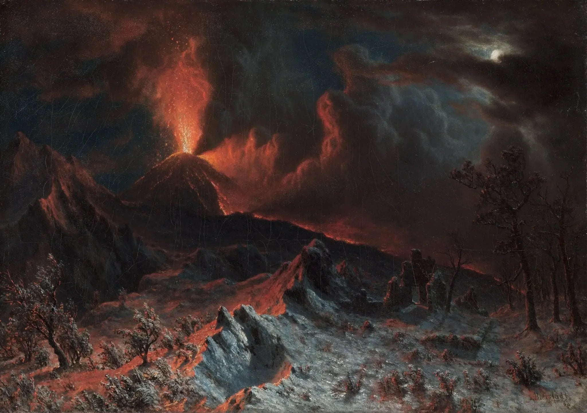 Le Vésuve à minuit - Albert Bierstadt image 1 reproduction réalisée par Alpha Reproduction