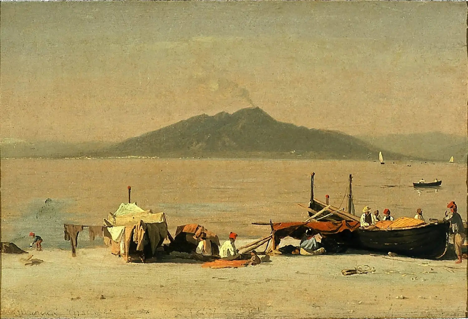 Le Vésuve depuis Marina Grande, Capri - Sanford Robinson Gifford image 1 reproduction artisanale de tableau