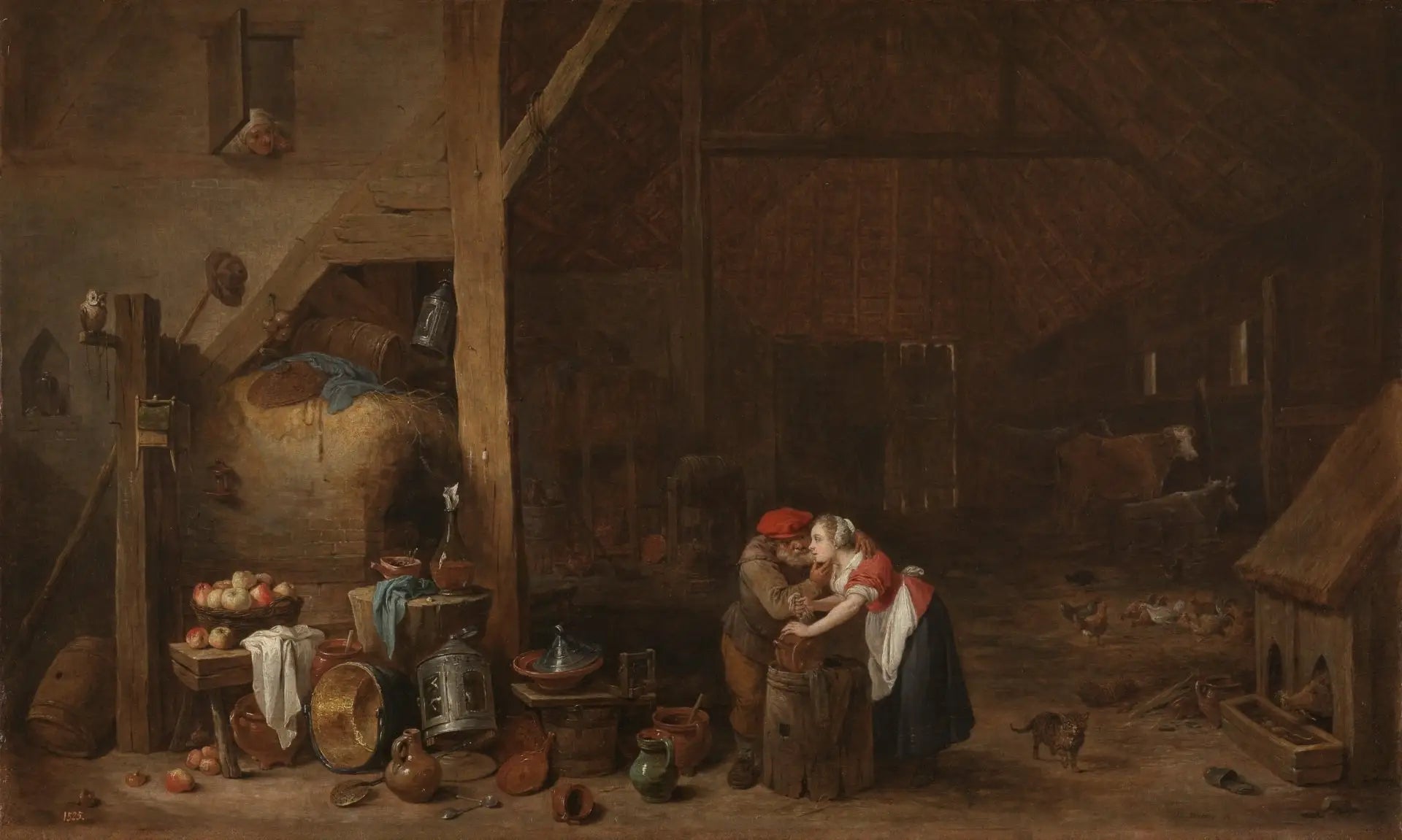 Le vieil homme et la servante - David Teniers le Jeune image 1 reproduction de peinture à l’huile
