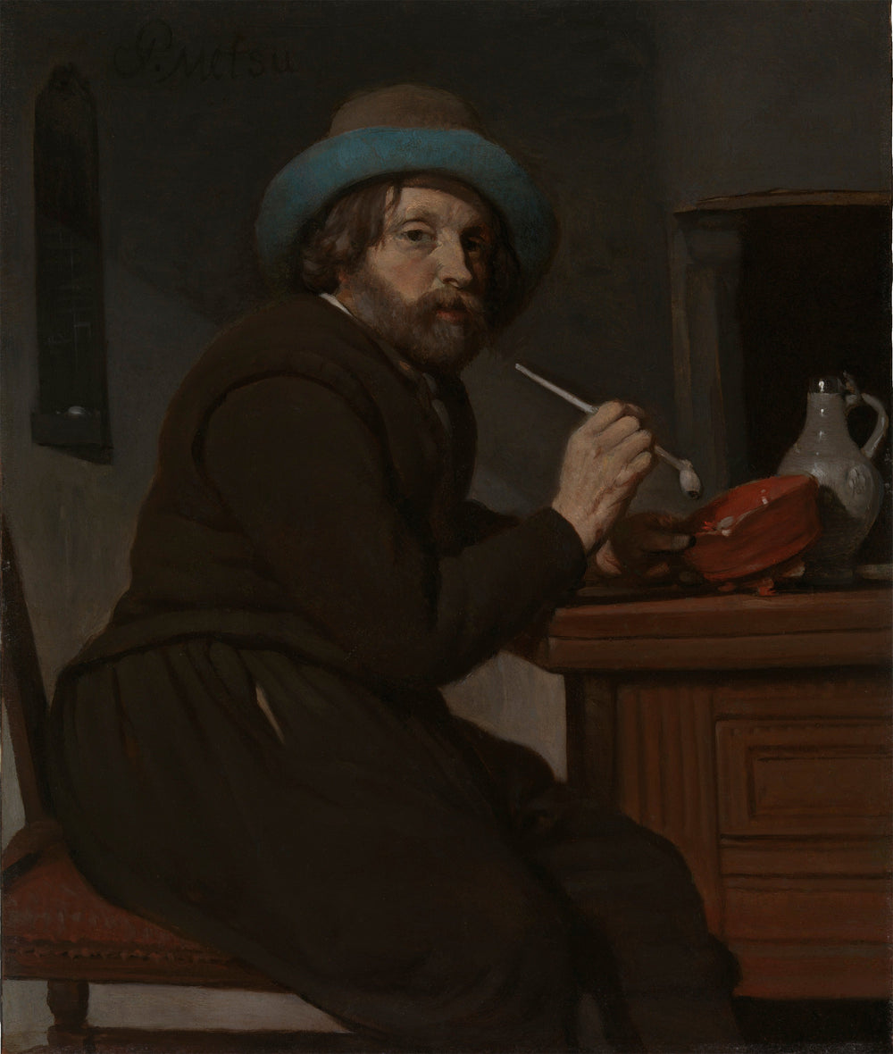 Le vieux fumeur - Gabriel Metsu image 1 reproduction de peinture à l’huile
