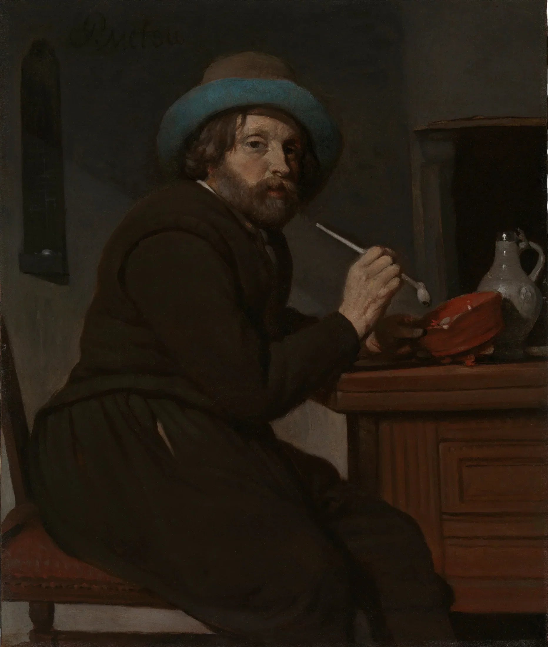 Le vieux fumeur - Gabriel Metsu image 1 reproduction artisanale de tableau