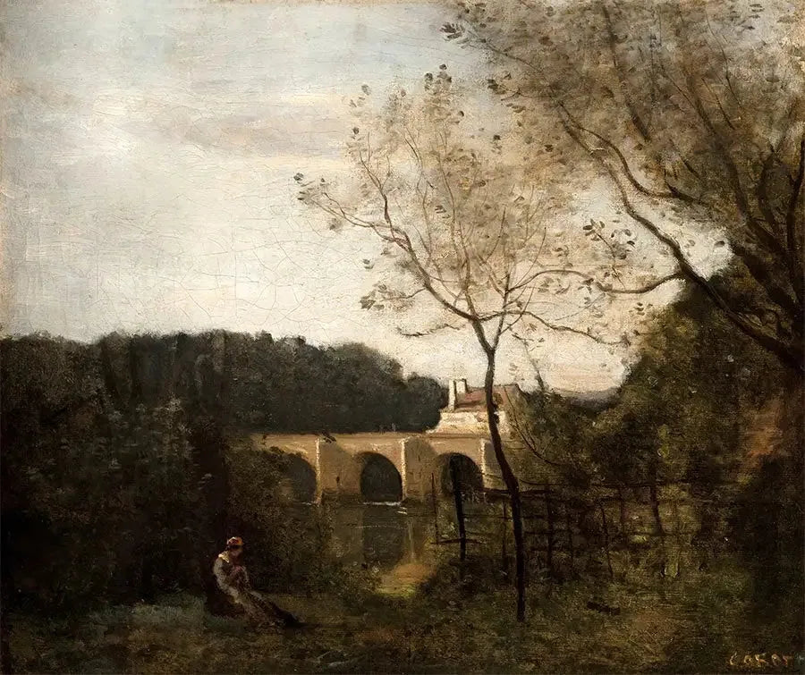 Le vieux pont à Mantes - Jean-Baptiste Camille Corot image 1 copie peinte à la main à l’huile