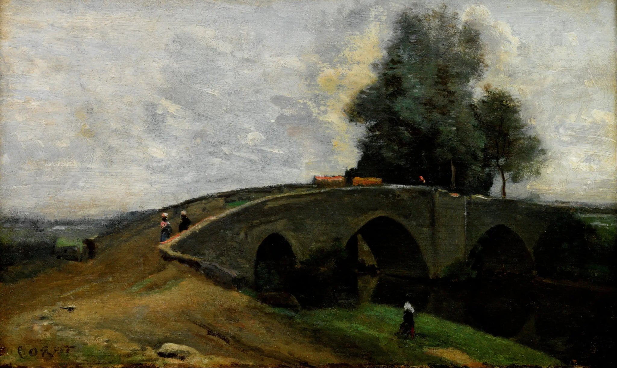 Le Vieux Pont - Jean-Baptiste Camille Corot image 1 reproduction de peinture à l’huile