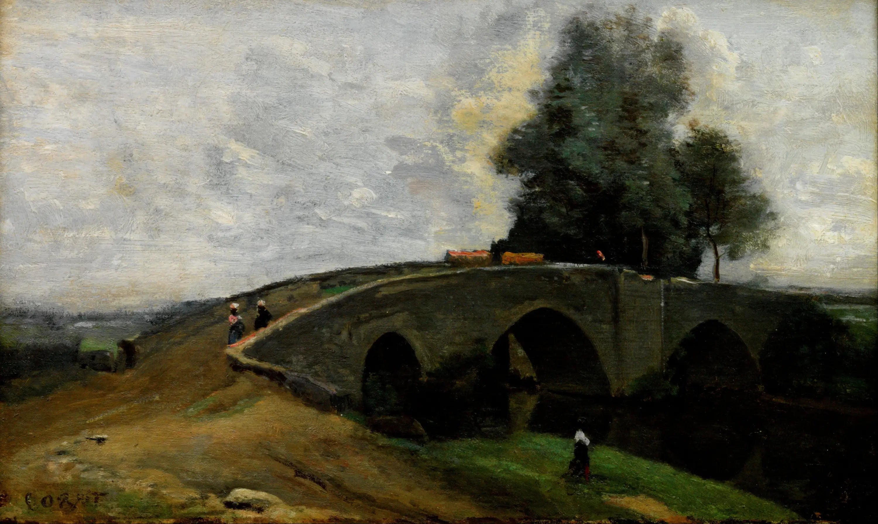 Le Vieux Pont - Jean-Baptiste Camille Corot image 1 reproduction de peinture à l’huile