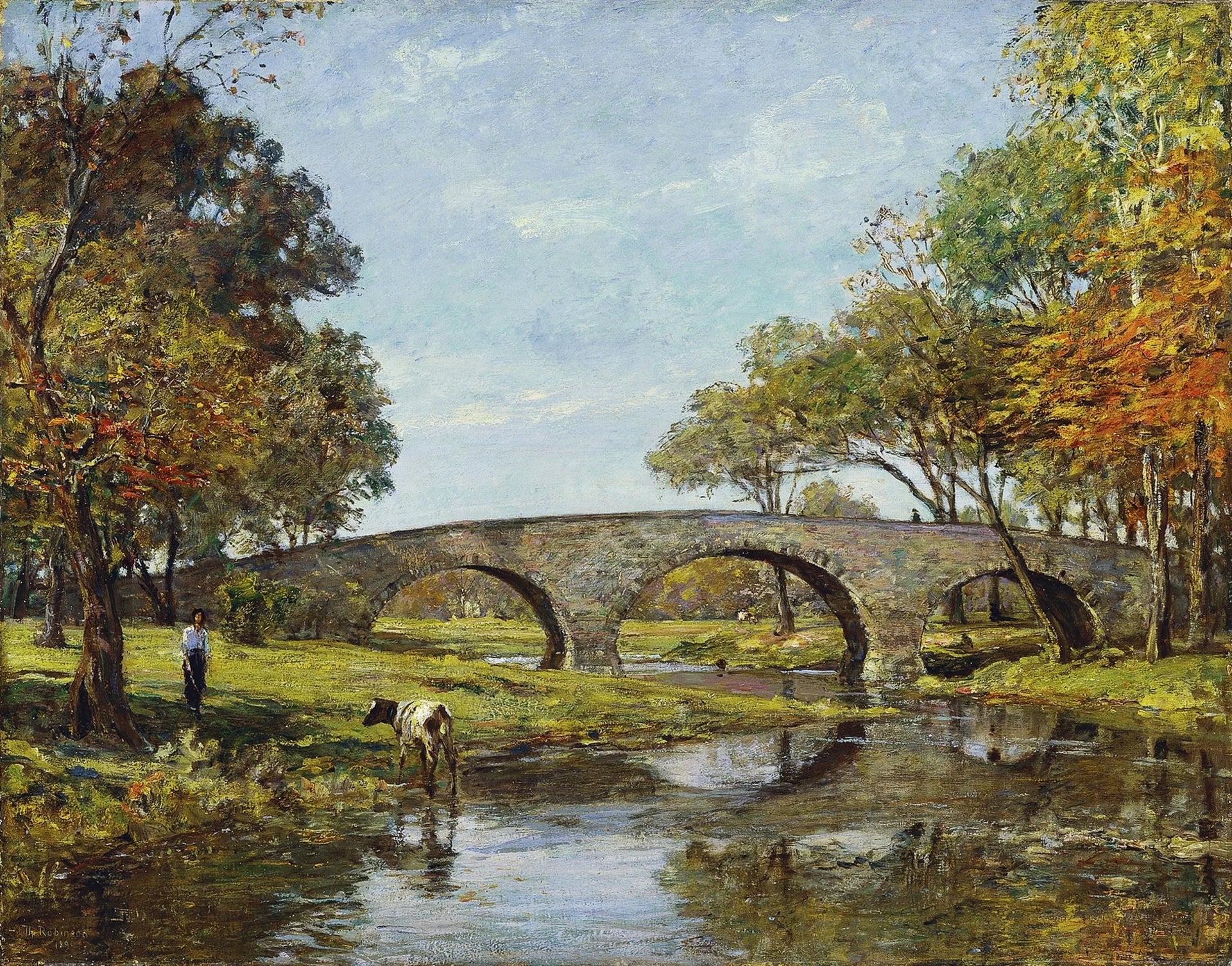 Le vieux pont - Theodore Robinson image 1 reproduction de peinture à l’huile