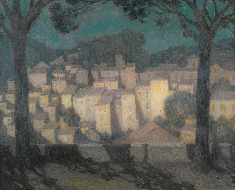 Le village au clair de lune (représentation de Bormes-les-Mimosas) - Henri Le Sidaner