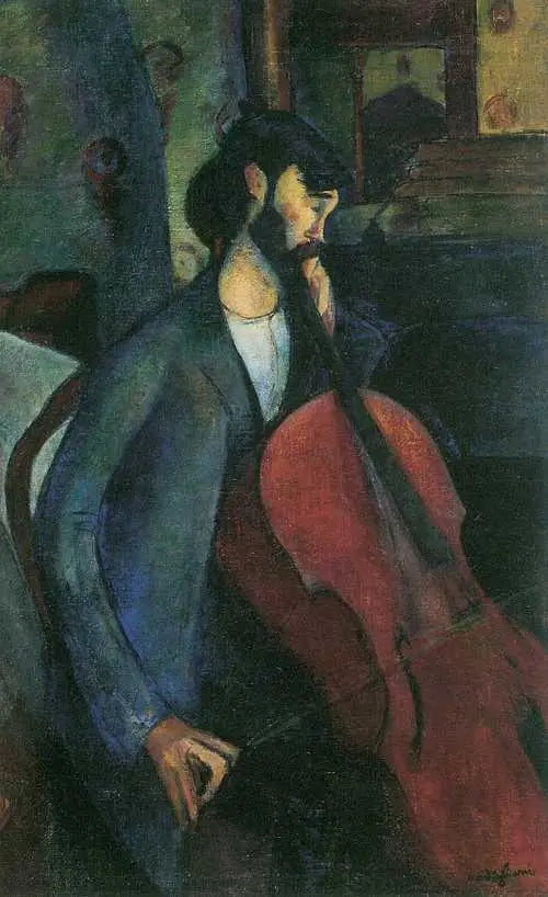 Le violoncelliste - Amedeo Modigliani image 1 reproduction artisanale de tableau