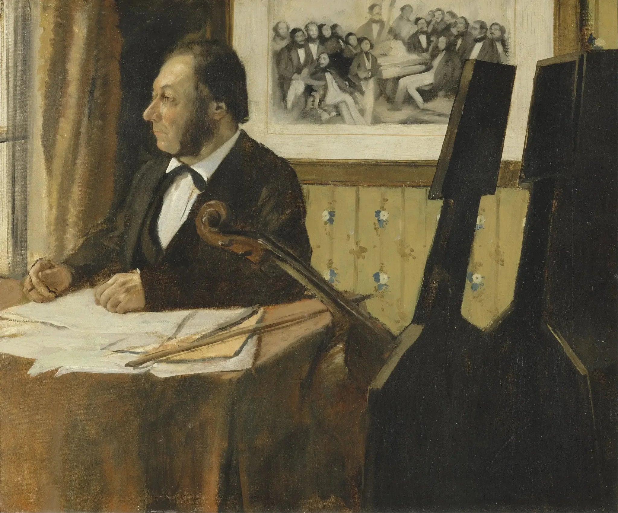 Le Violoncelliste Pilet - Edgar Degas image 1 reproduction artisanale de tableau