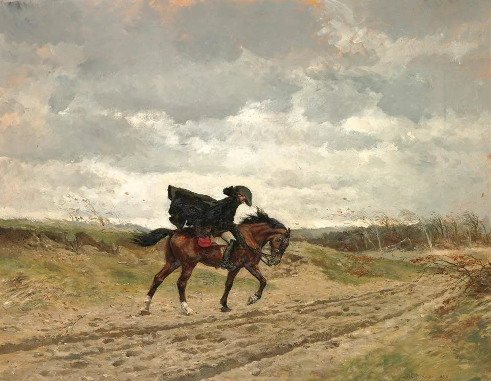 Le voyageur (Le maréchal Ney à cheval luttant contre le vent) - Ernest Meissonier image 1 reproduction artisanale de tableau