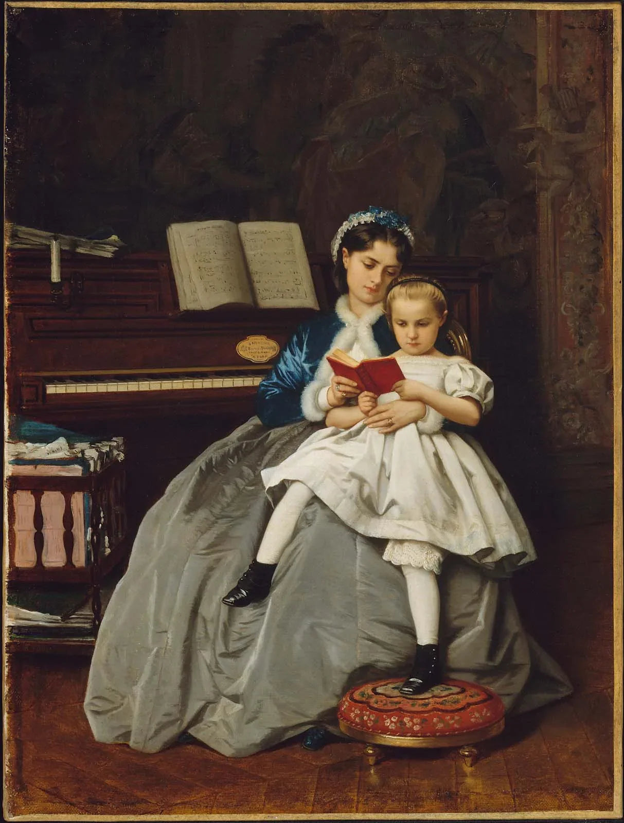 Leçon de lecture - Auguste Toulmouche image 1 reproduction d’œuvre d’art à l’huile