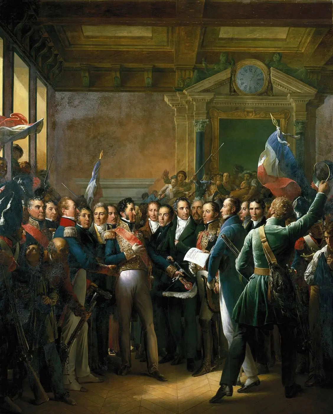 Lecture à l'Hôtel de Ville de Paris de la Déclaration des Députés et de la Proclamation du Duc d'Orléans, lieutenant général du Royaume (31 juillet 1830) - François Gérard image 1 copie de tableau peinte à la main
