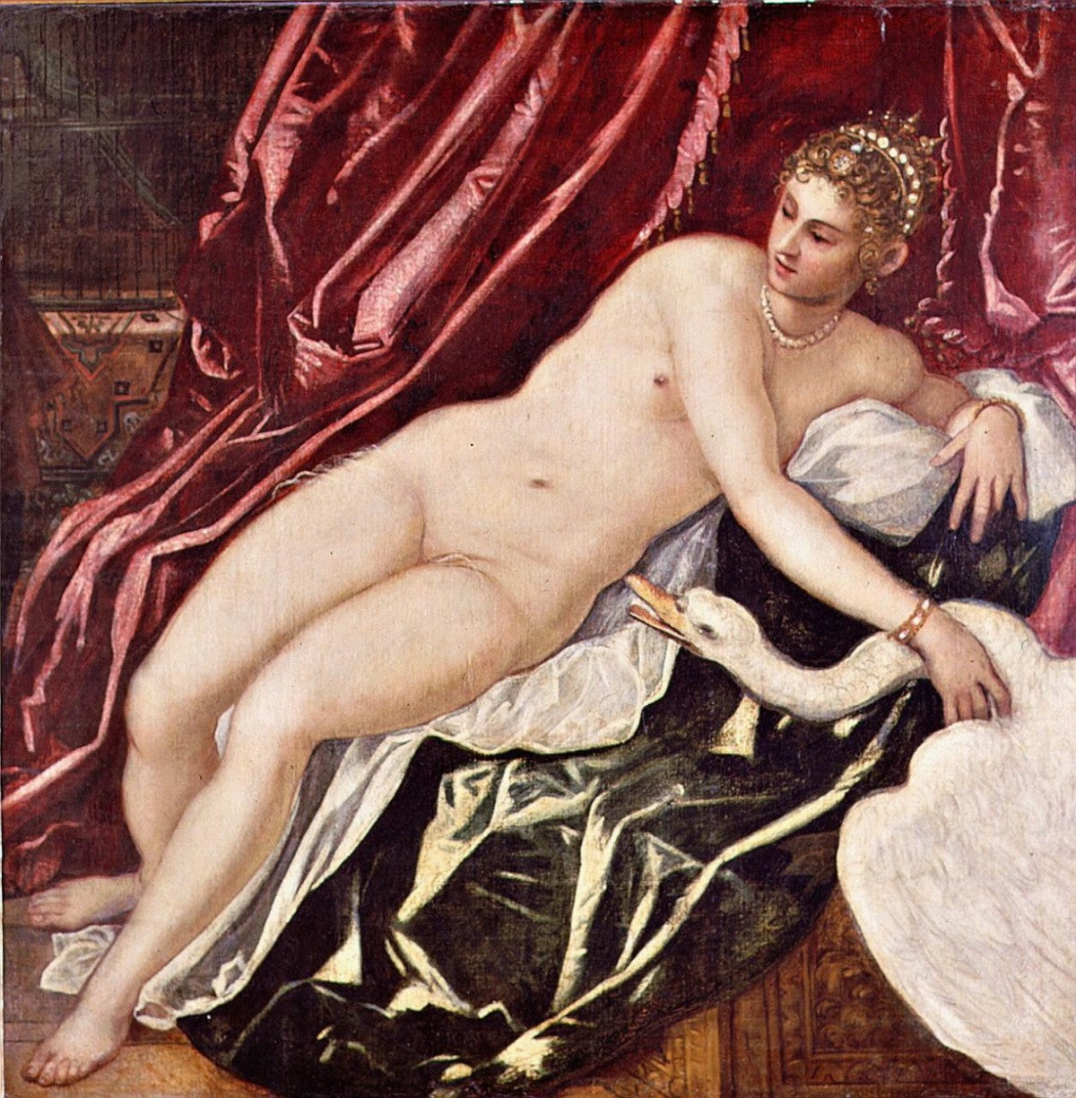 Léda et le cygne - Jacopo Tintoretto image 1 copie peinte à la main à l’huile