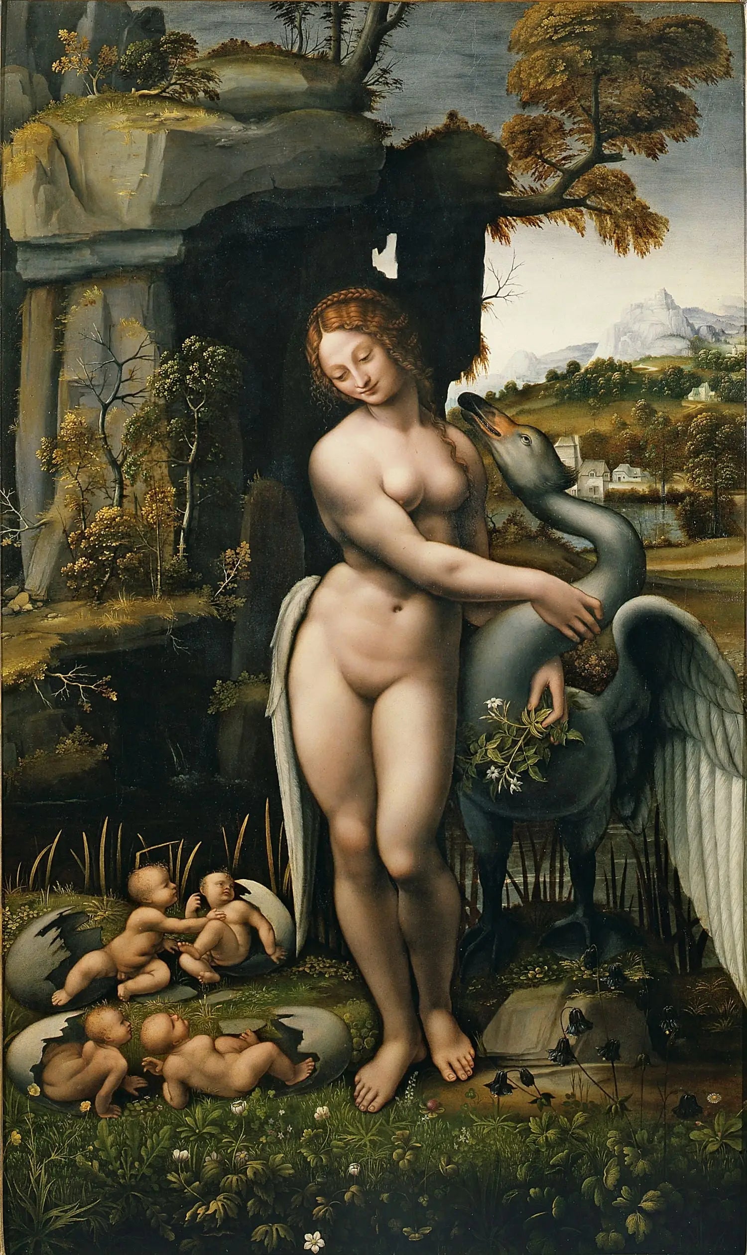 Léda et le Cygne - Léonard de Vinci image 1 copie de tableau peinte à la main