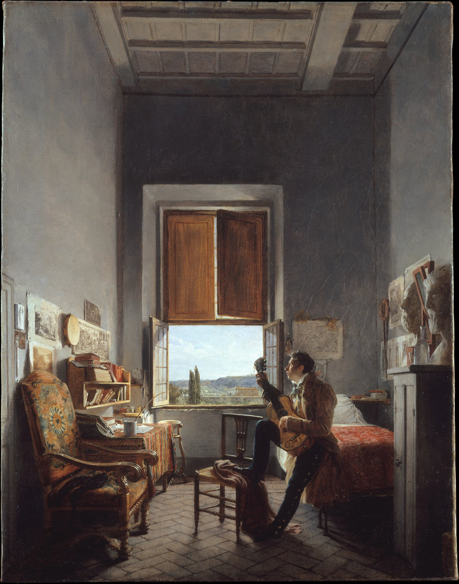 Léon Pallière (1787-1820) dans sa chambre de la Villa Médicis, Rome - Jean Alaux
