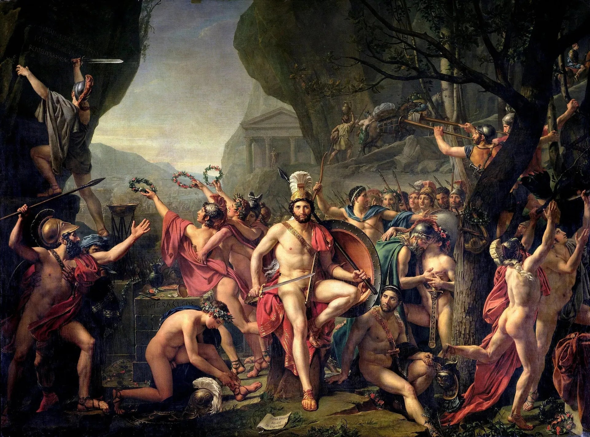 Léonidas aux Thermopyles - Jacques-Louis David image 1 copie de tableau peinte à la main