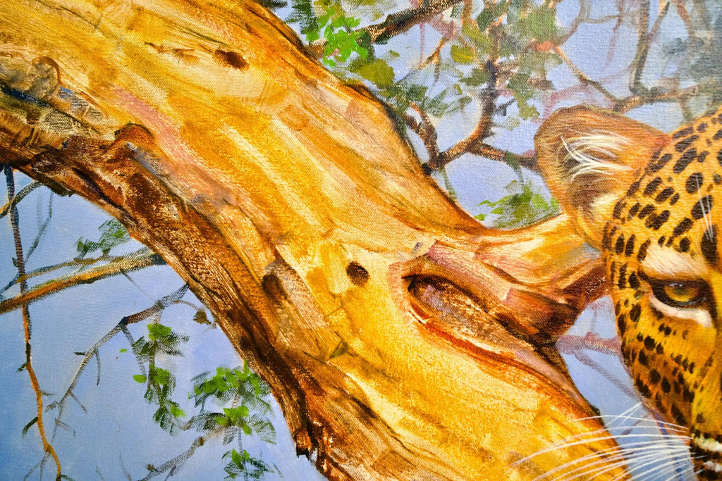 Léopard dans un arbre | 150 x 100 cm image 11 reproduction artisanale de tableau