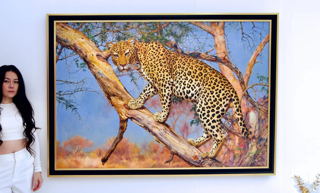Léopard dans un arbre | 150 x 100 cm image 2 copie de tableau peinte à la main