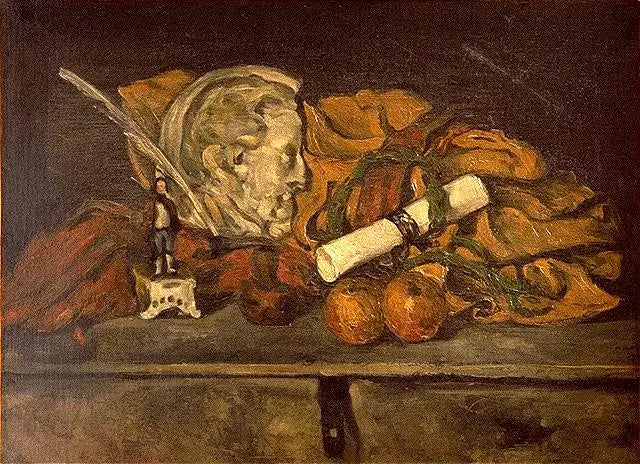 Les Accessoires de Cézanne. Nature morte au médaillon de Philippe Solari - Paul Cézanne image 1 tableau peint à l’huile sur toile