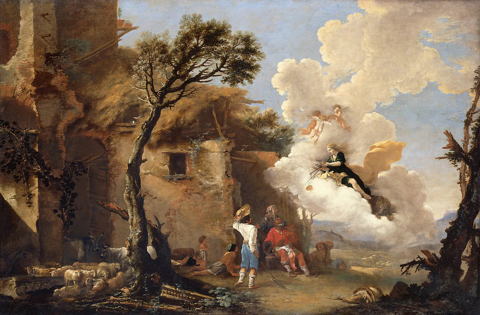 Les adieux d'Astraia aux bergers - Salvator Rosa image 1 copie de tableau peinte à la main