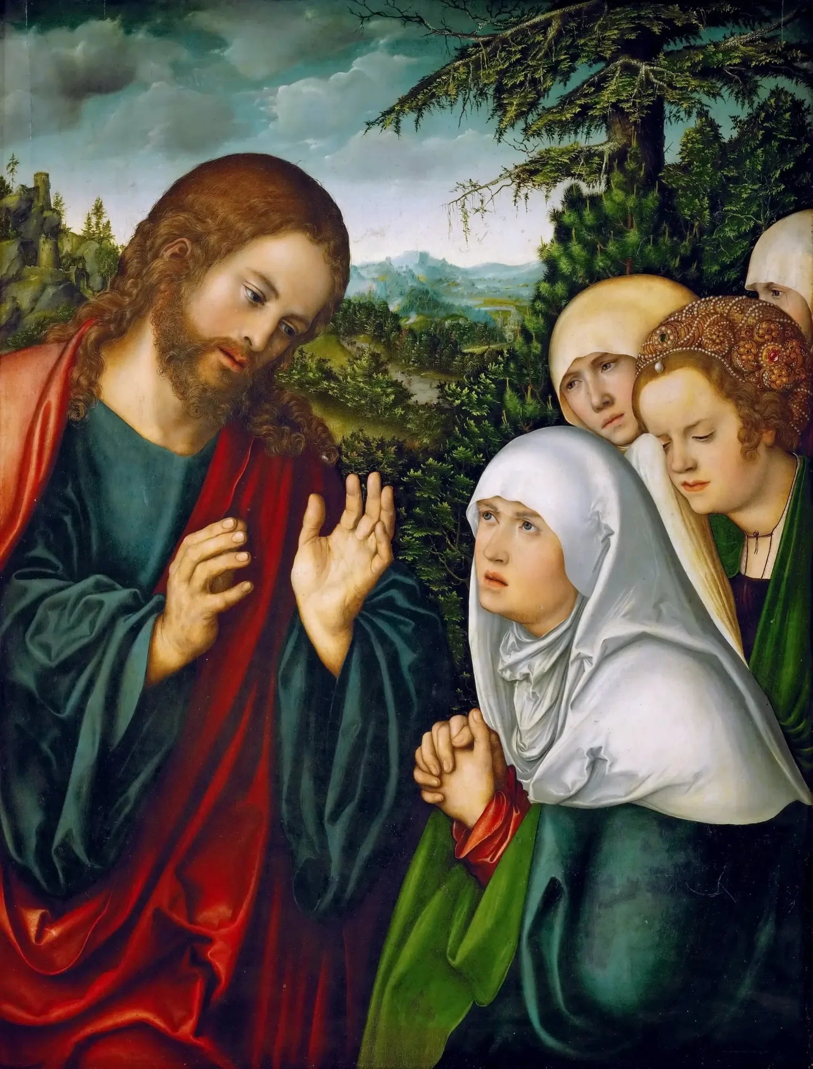 Les adieux du Christ à sa mère - Lucas Cranach the Elder image 1 copie de tableau peinte à la main