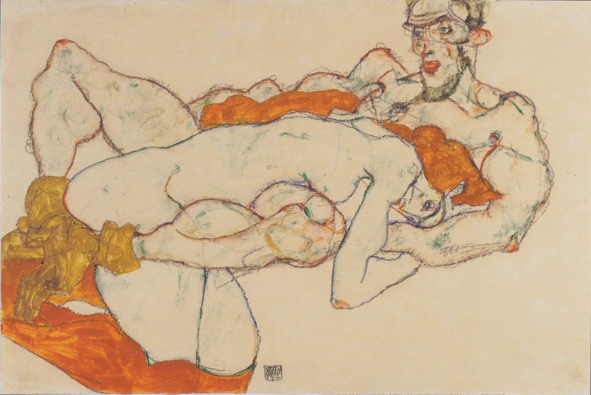 Les amoureux - Egon Schiele image 1 copie peinte à la main à l’huile