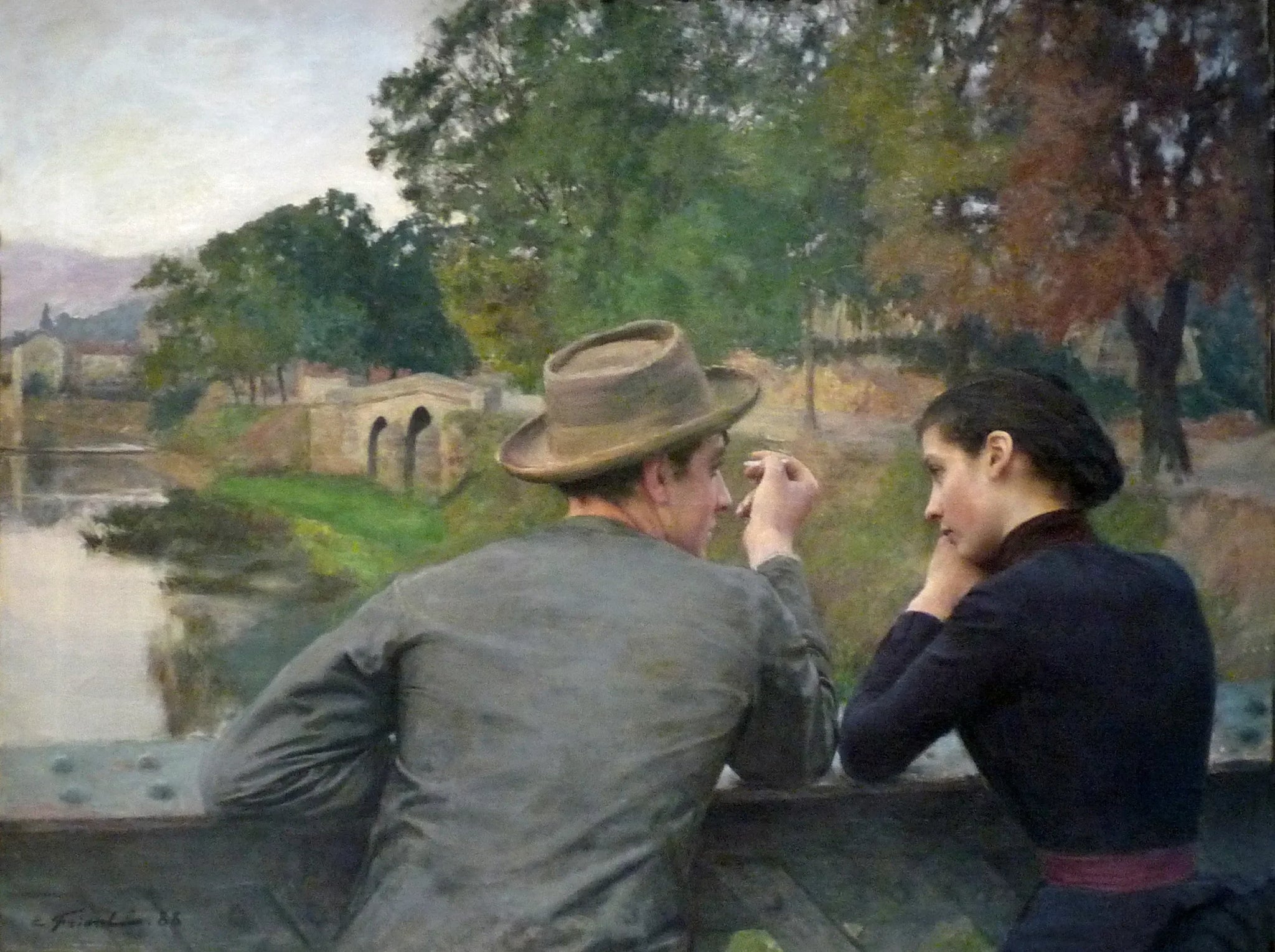 Les Amoureux - Émile Friant image 1 copie peinte à la main à l’huile