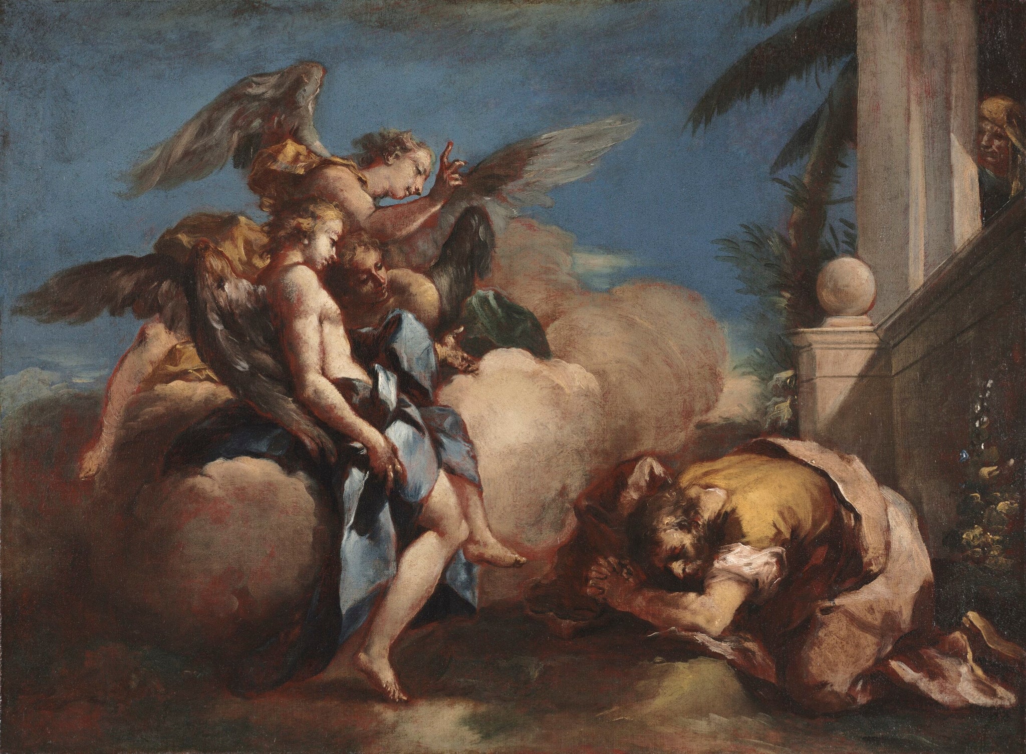 Les anges apparaissant à Abraham - Francesco Guardi image 1 copie de tableau peinte à la main