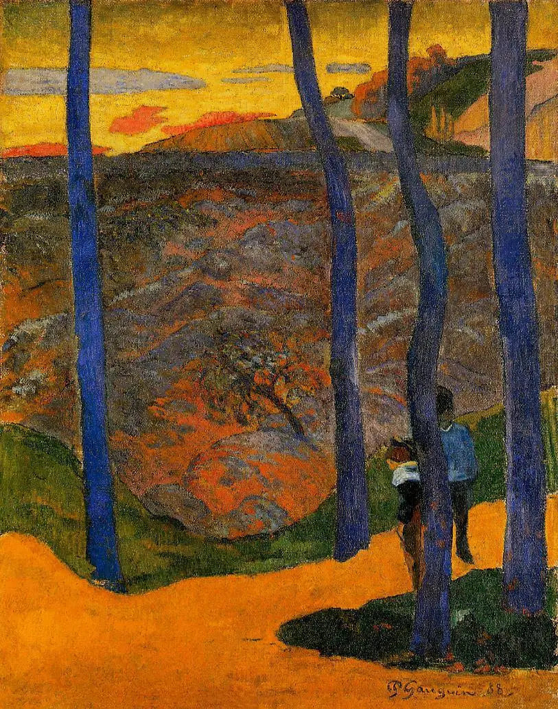 Les arbres bleus (Vous y passerez, la belle) - Paul Gauguin image 1 reproduction de peinture à l’huile
